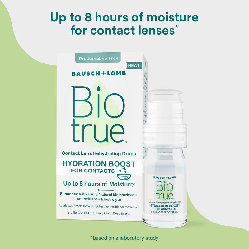 slide 3 of 6, Biotrue Hydration Boost Rehydrating Contact Eye Drops - 0.33 fl oz, 0.33 fl oz