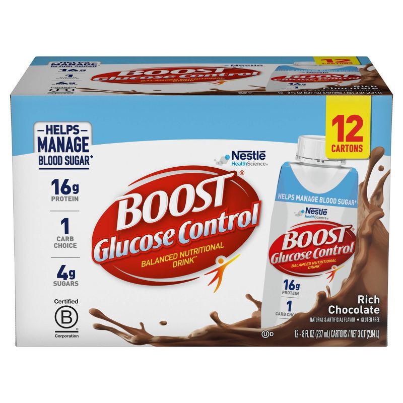 slide 1 of 7, Boost Glucose Control Nutritional Shakes - Rich Chocolate - 8 fl oz/12pk, 12 ct; 8 fl oz