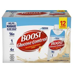 Boost Glucose Control Nutritional Shakes Very Vanilla Non-Caffeinated - 8 fl oz/12pk