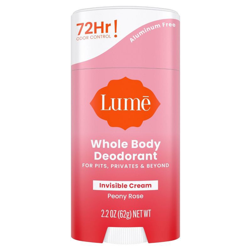 slide 1 of 9, Lume Whole Body Women's Invisible Cream Stick Deodorant Peony Rose Scent - Aluminum-Free 2.2oz, 2.2 oz