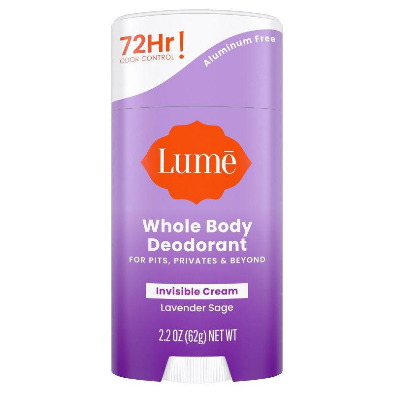 slide 1 of 9, Lume Whole Body Women's Invisible Cream Stick Deodorant - Lavender Sage Scent - Trial Size - Aluminum-Free 2.2oz, 2.2 oz