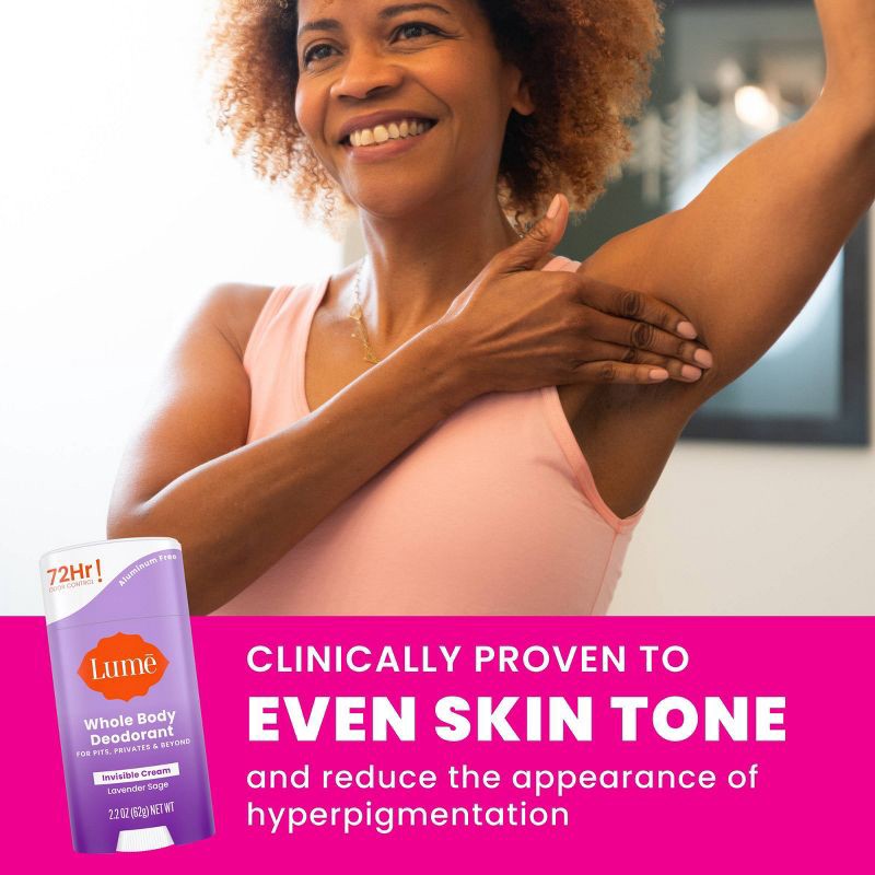slide 5 of 9, Lume Whole Body Women's Invisible Cream Stick Deodorant - Lavender Sage Scent - Trial Size - Aluminum-Free 2.2oz, 2.2 oz