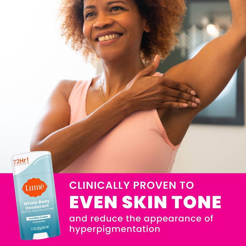 slide 5 of 9, Lume Whole Body Women's Invisible Cream Stick Deodorant - Unscented - Trial Size - Aluminum-Free 2.2oz, 2.2 oz