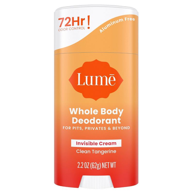 slide 1 of 11, Lume Whole Body Women's Invisible Cream Stick Deodorant - Clean Tangerine Scent - Trial Size - Aluminum-Free 2.2oz, 2.2 oz