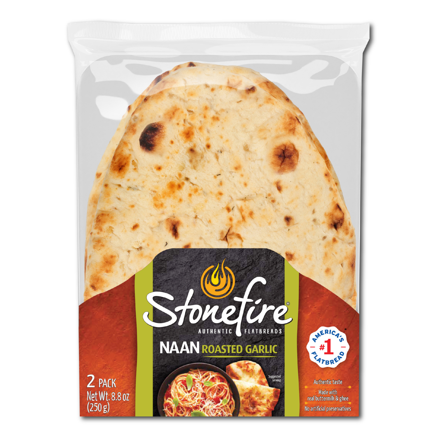 slide 1 of 8, Stonefire Garlic Teardrop Naan, 2 ct; 8.8 oz