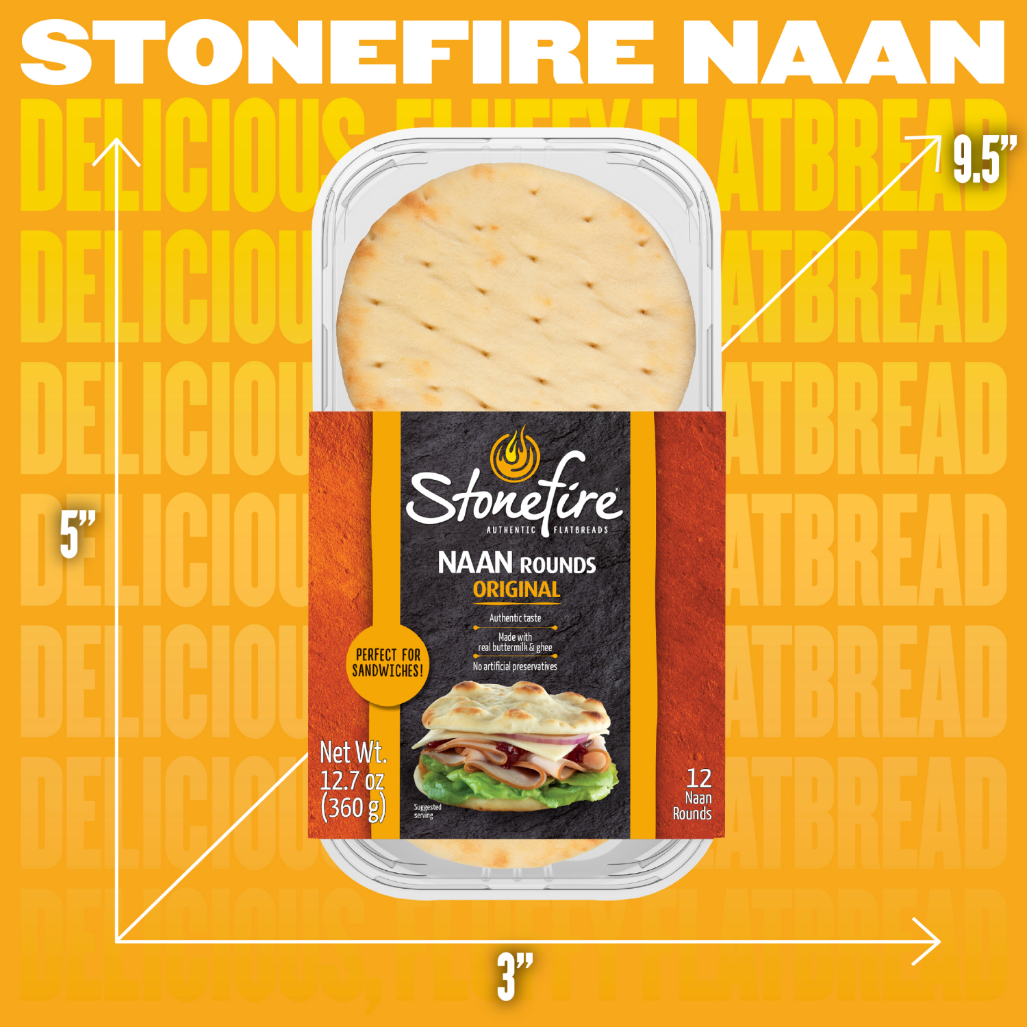 slide 6 of 8, Stonefire Original Naan Rounds 12 Each, 12 ct