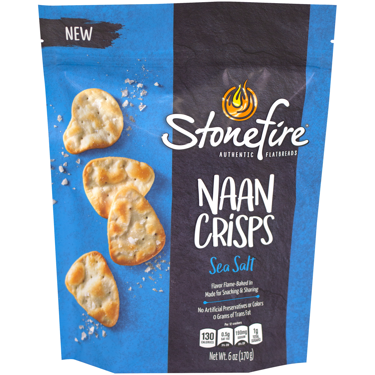 slide 1 of 5, Stonefire Naan Crisps Sea Salt, 6 oz., 6 oz