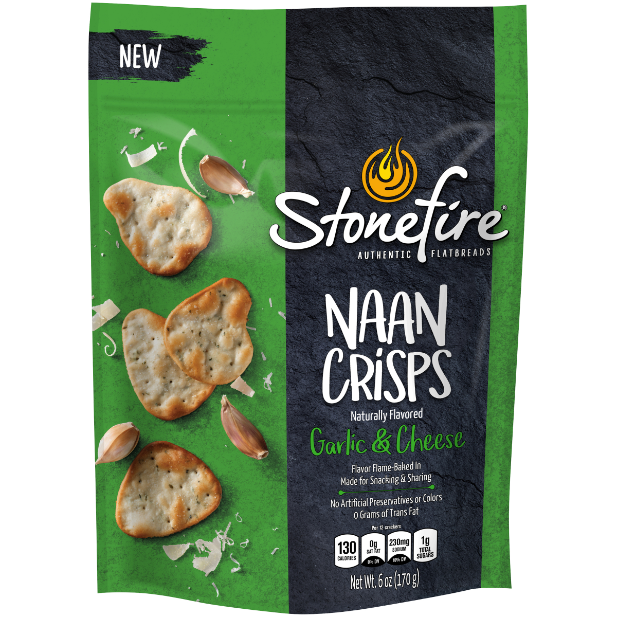 slide 1 of 5, Stonefire Naan Crisps Garlic Parmesan, 6 oz., 6 oz