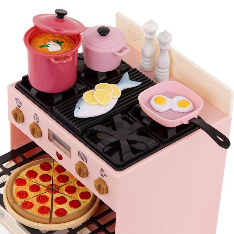 slide 3 of 6, Our Generation Make & Bake Stove with Oven & Cooking Sounds Accessory Set for 18" Dolls, 1 ct