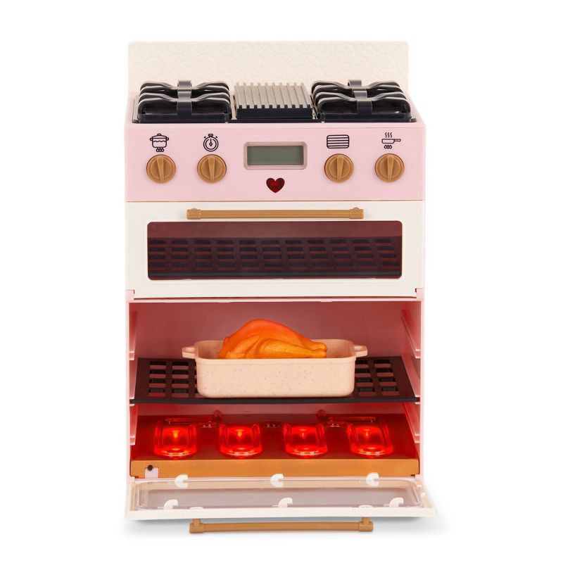slide 5 of 6, Our Generation Make & Bake Stove with Oven & Cooking Sounds Accessory Set for 18" Dolls, 1 ct