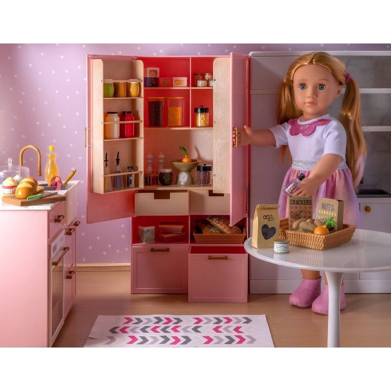 slide 2 of 7, Our Generation Pretty Pantry Home Kitchen Furniture Set for 18" Dolls, 1 ct