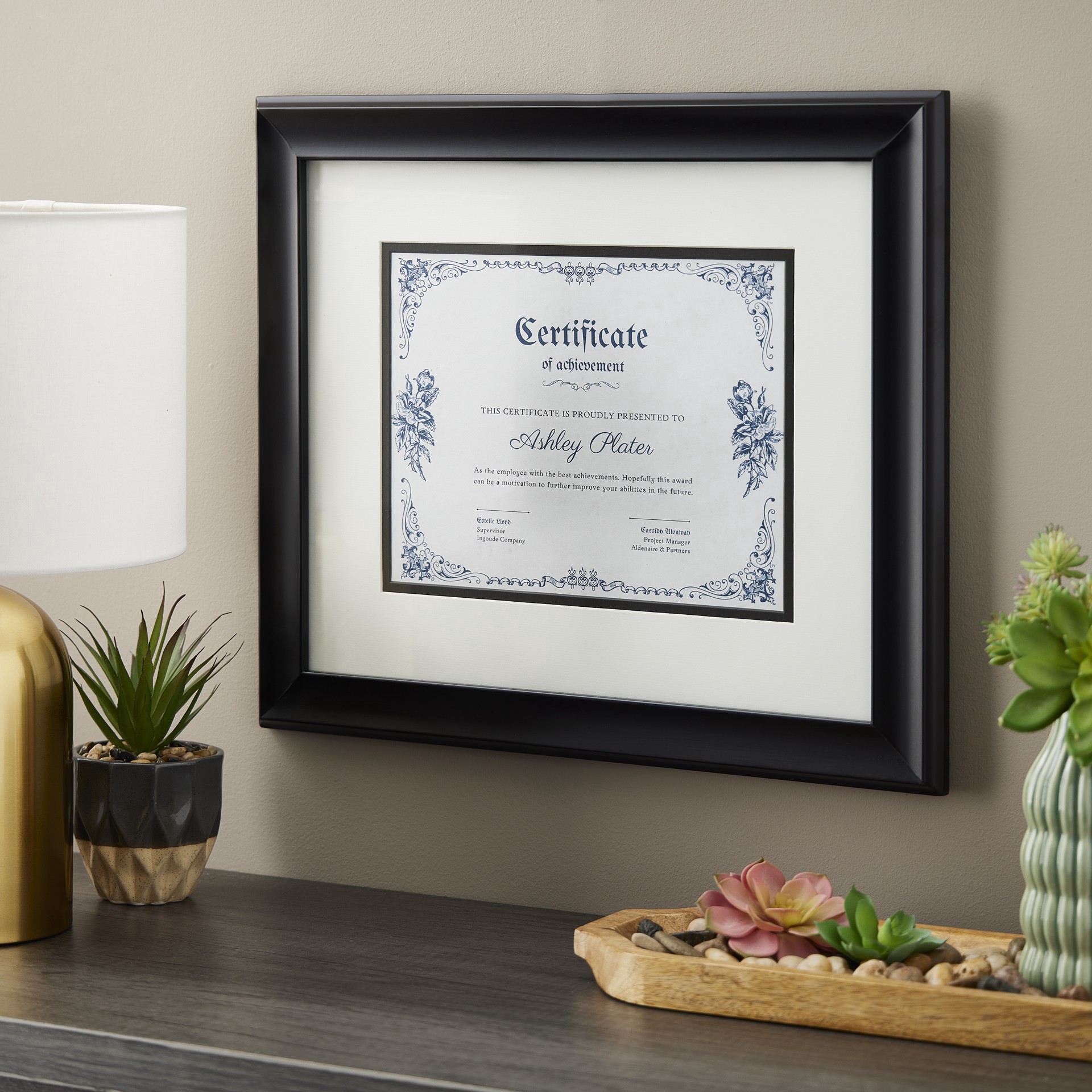 slide 3 of 3, 8.5" X 11" Black Document Frame With Double Mat By Studio Decor, 8.5 in x 11 in