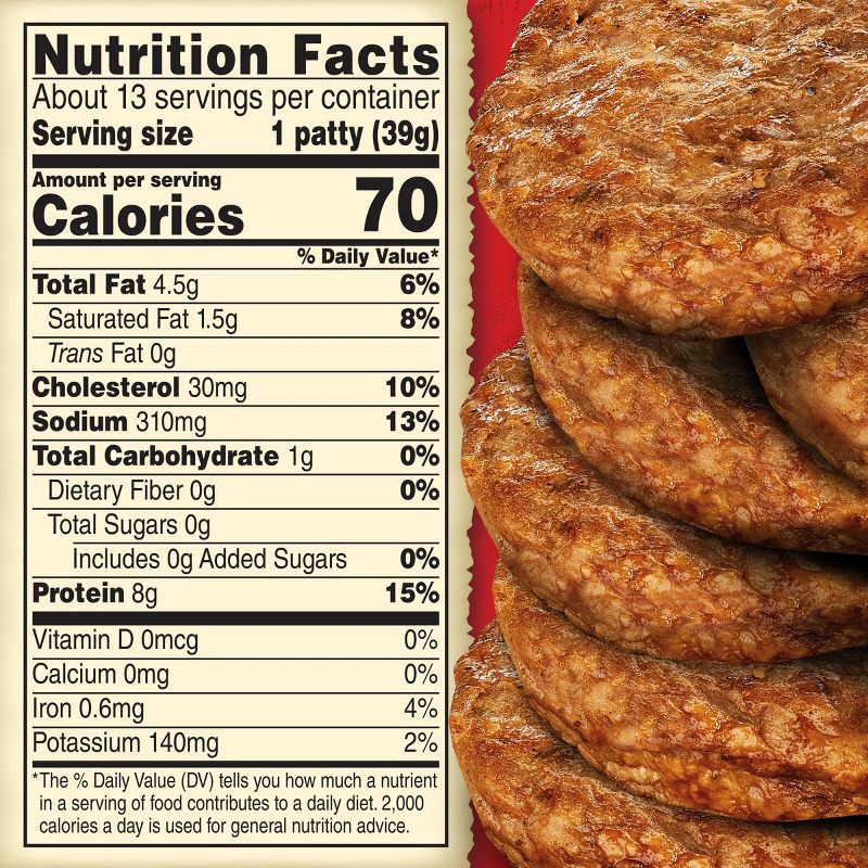 slide 6 of 7, Jimmy Dean Frozen Fully Cooked All-Natural Turkey Patties - 18.3oz, 18.3 oz