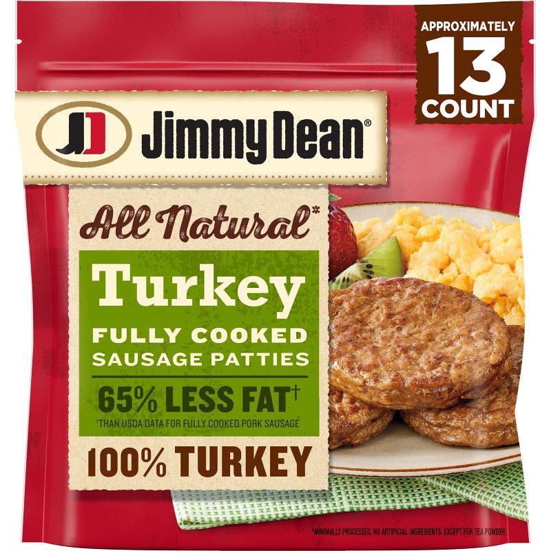 slide 1 of 7, Jimmy Dean Frozen Fully Cooked All-Natural Turkey Patties - 18.3oz, 18.3 oz