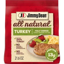 Jimmy Dean Frozen Fully Cooked All-Natural Turkey Patties - 21.6oz