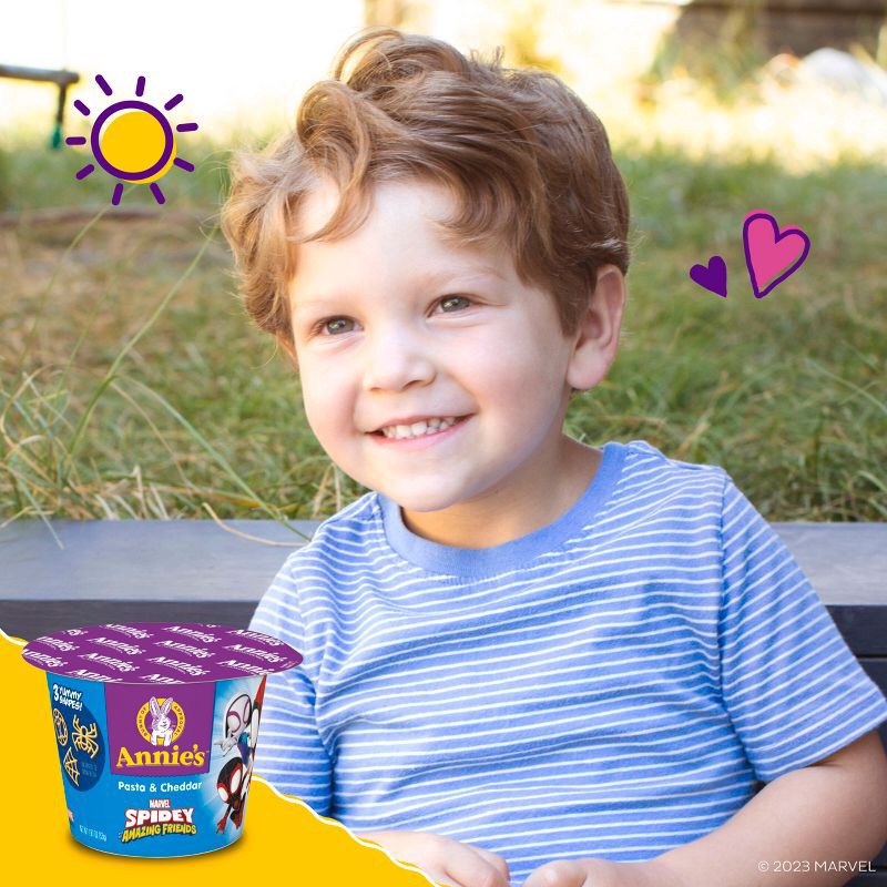 slide 3 of 7, Annie's Spidey Shapes & Cheddar Mac and Cheese Microwavable Cups - 8.04oz / 4pk, 8.04 oz, 4 ct