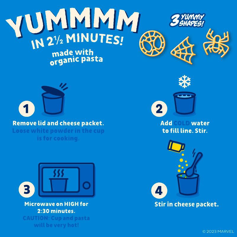 slide 4 of 7, Annie's Spidey Shapes & Cheddar Mac and Cheese Microwavable Cups - 8.04oz / 4pk, 8.04 oz, 4 ct