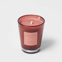 12.6oz Colored Vase Glass with Dustcover Strawberry Musk Candle Red - Threshold™: Palm Wax, Mimosa & Cedar Scents, 52hr Burn Time