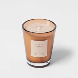 12.6oz Colored Vase Glass with Dustcover Desert Amber Candle Brown - Threshold™: Soothing Scent, Palm Wax, 52hr Burn Time