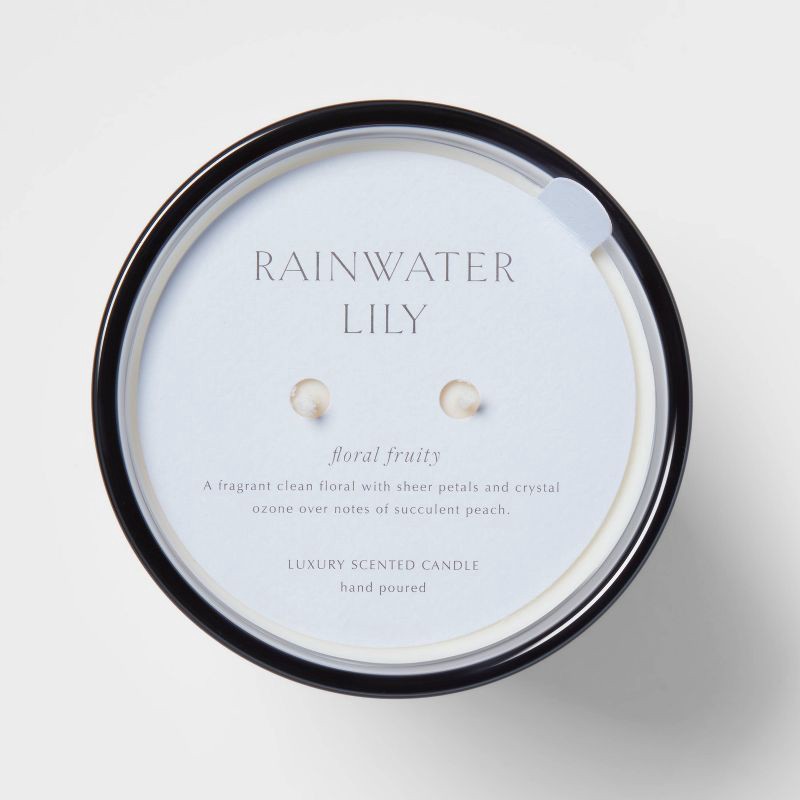 slide 5 of 5, 22.4oz Rainwater Lily & Peach Scented Candle with Glass Vase - Threshold™: Palm Wax, Dual Wick, 22.4 oz