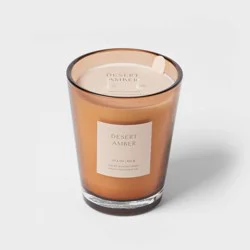 22.4oz Colored Vase Glass with Dustcover Desert Amber Candle Brown - Threshold™: Soothing Scent, Palm Wax