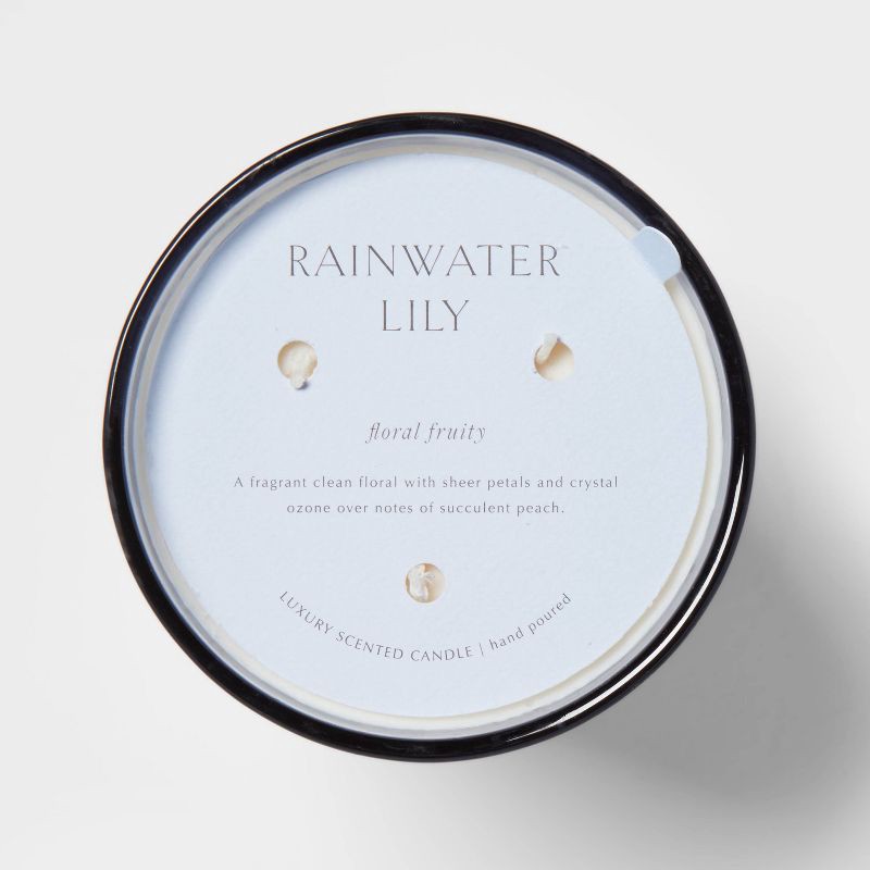 slide 5 of 5, 35.8oz Colored Vase Glass with Dustcover Rainwater Lily Candle Gray - Threshold™: Peach, Palm Wax, 70hr Burn Time, 35.8 oz