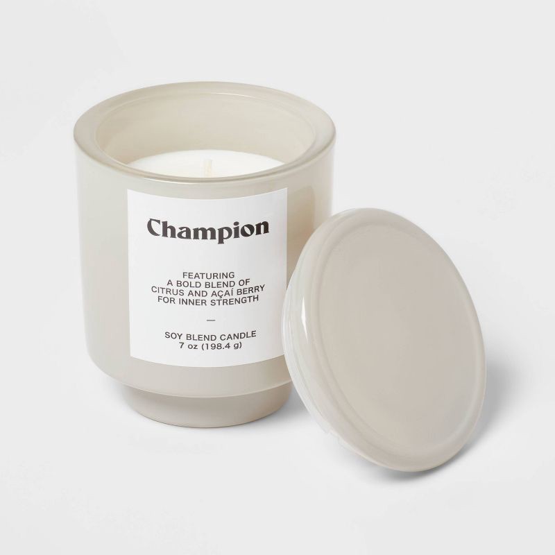 slide 3 of 3, Grey Exterior Painted Glass w/ Glass Lid Citrus and Acai Berry "Champion" 7oz - Room Essentials™, 7 oz