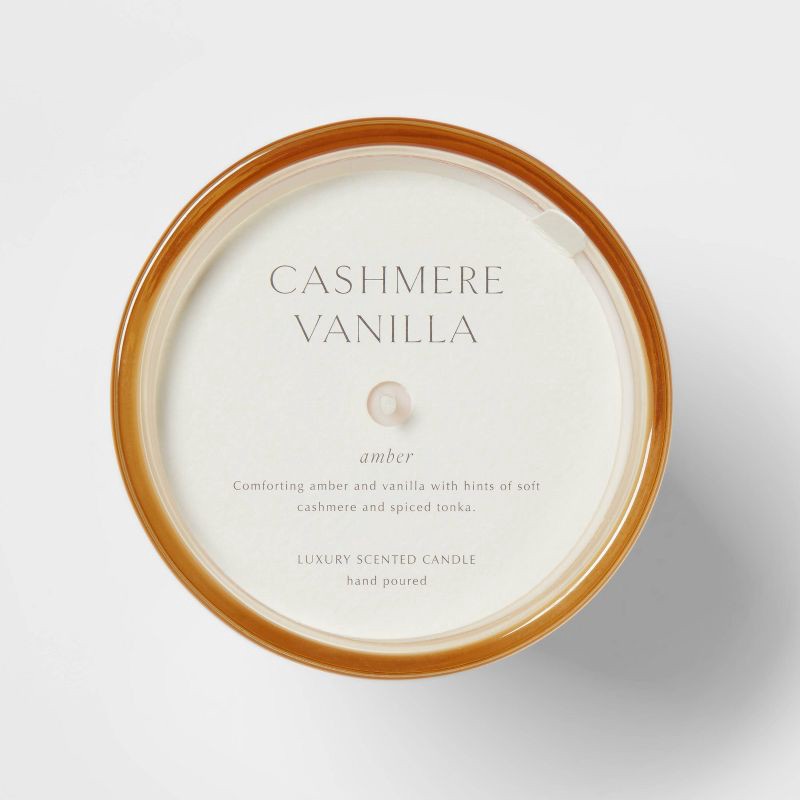 slide 5 of 5, 12.6oz Colored Vase Glass with Dustcover Cashmere Vanilla Candle Ivory - Threshold™, 12.6 oz