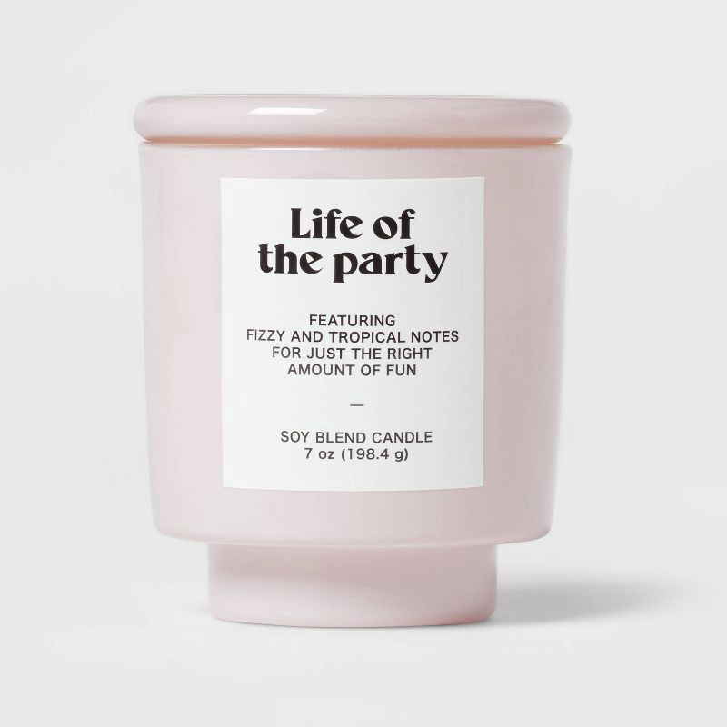 slide 1 of 3, 7oz Lavender Exterior Painted Glass with Glass Lid Life Of The Party Candle - Room Essentials™, 7 oz