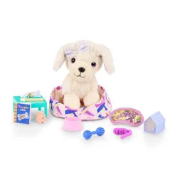 Glitter Girls Pet Zeke with Accessory Set: Stuffed Animal Dog & 12-Piece Toy Bundle