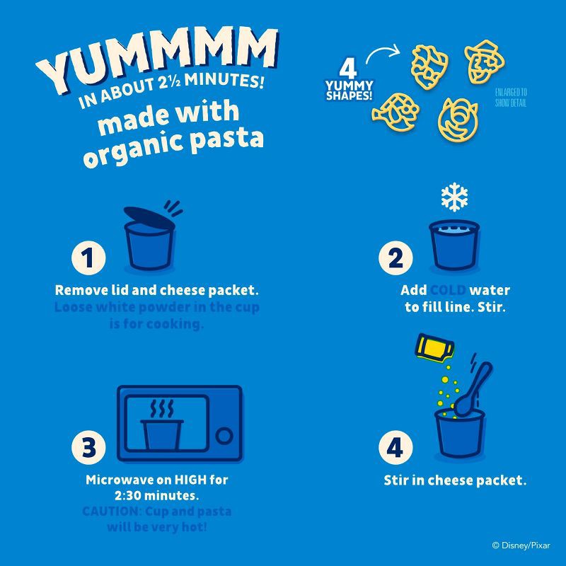 slide 4 of 7, Annie's Disney 100 Shapes Cheddar Mac and Cheese Microwavable Cups - 8.04oz/4pk, 8.04 oz, 4 ct