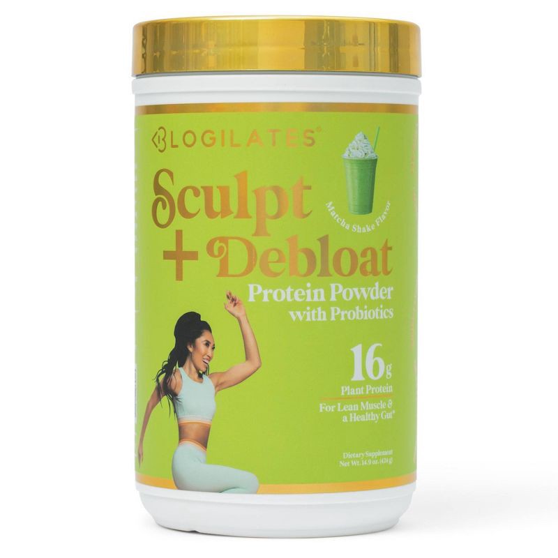 slide 1 of 4, Blogilates Sculpt & Debloat Vegan Plant Protein Powder - Matcha Milkshake - 14.3oz, 14.3 oz