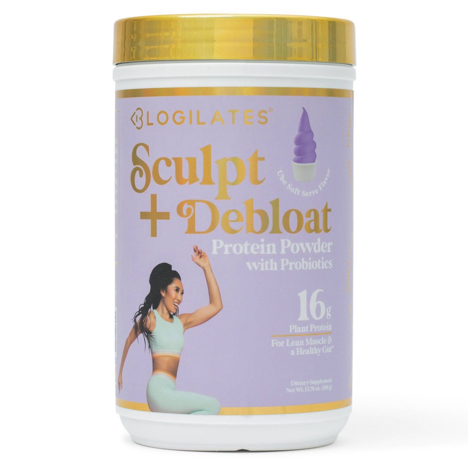 slide 1 of 4, Blogilates Sculpt & Debloat Plant Protein Powder - Ube Ice Cream - 13.75oz, 13.75 oz