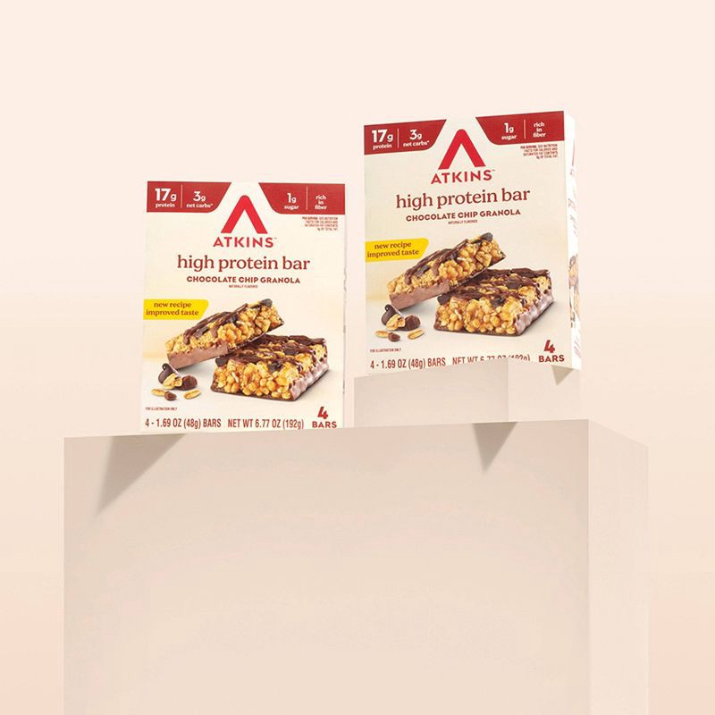 slide 2 of 6, Atkins Chocolate Chip Granola Soy Protein Bars - 17g Protein - 13.5oz/8ct, 13.5 oz, 8 ct