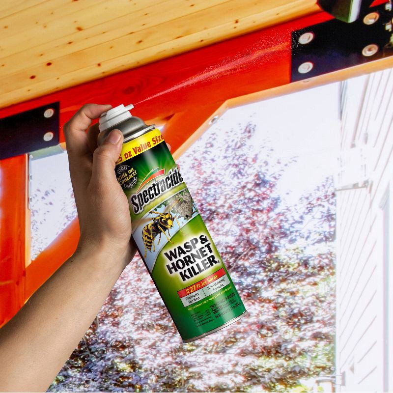 slide 3 of 3, Spectracide 18.5oz Wasp and Hornet Killer Aerosol: Jet Spray, 27ft Reach, Kills Insects, 18.5 oz, 27 ft