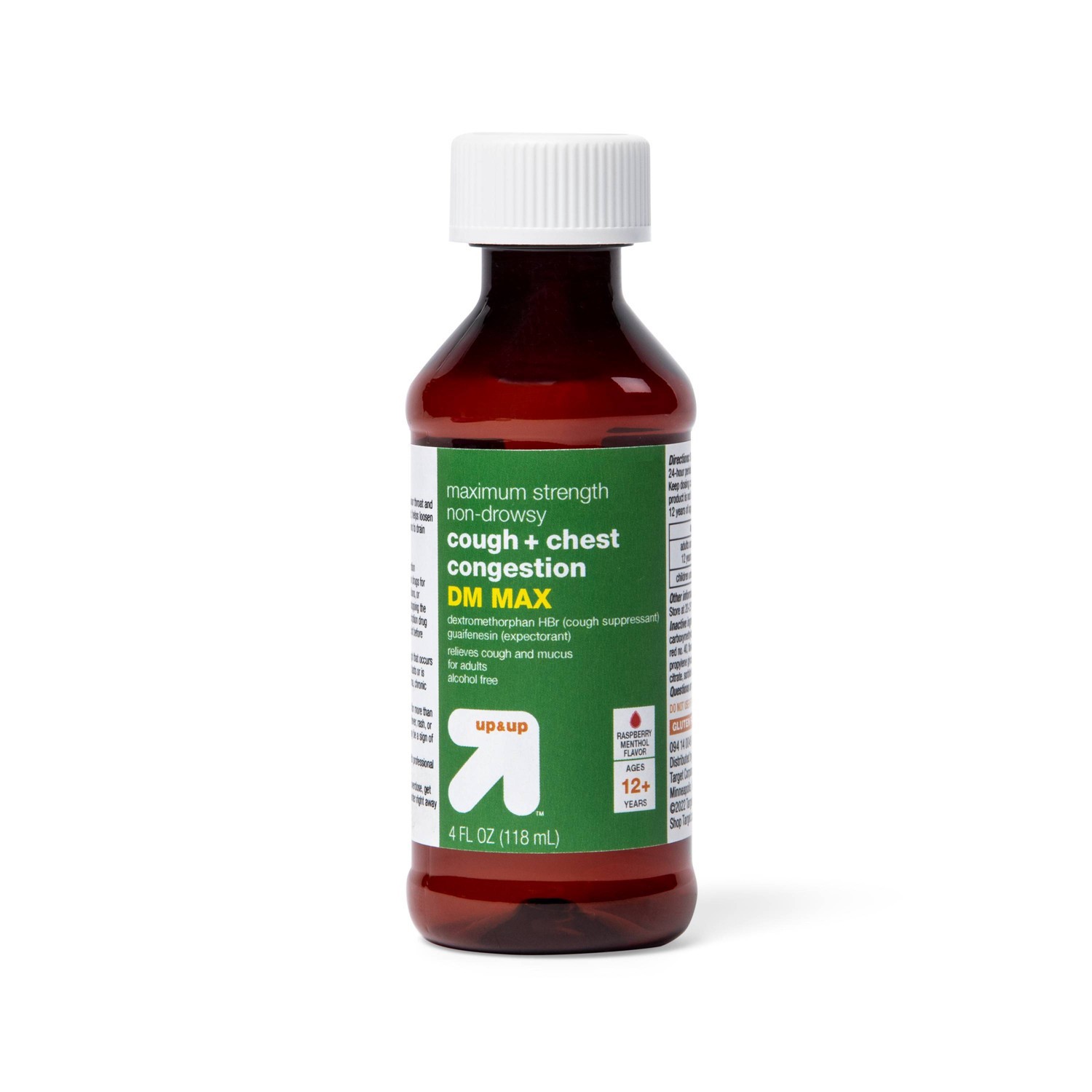 Tussin Cough + Chest Congestion DM Max Treatment Raspberry Menthol 4 fl oz up & up 4 fl oz