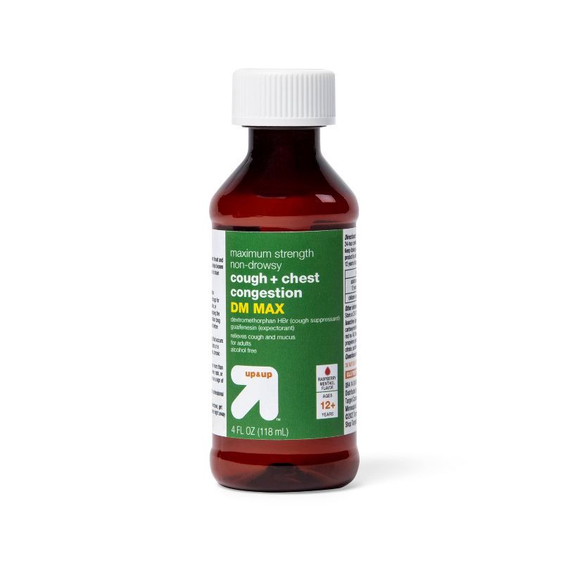 slide 2 of 5, Tussin Cough + Chest Congestion DM Max Treatment - Raspberry Menthol - 4 fl oz - up&up™, 4 fl oz