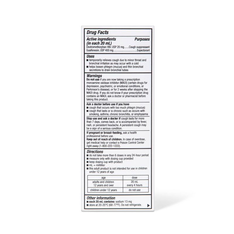 slide 3 of 5, Tussin Cough + Chest Congestion DM Max Treatment - Raspberry Menthol - 4 fl oz - up&up™, 4 fl oz