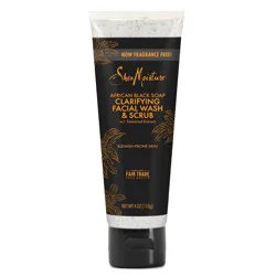 SheaMoisture African Black Soap Clarifying Facial Wash & Scrub - 4 oz: Paraben-Free, Sulfate-Free, Acne-Prone Skin