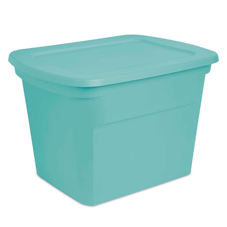 slide 1 of 1, Sterilite Winter Teal Storage Tote with Lid, 18 gal