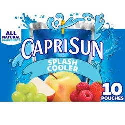 Capri Sun Splash Cooler Mixed Fruit Flavored Juice Drink Blend, 10 ct Box, 6 fl oz Pouches