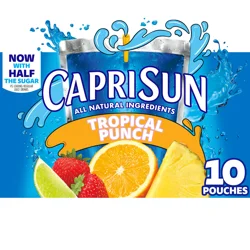 Capri Sun Tropical Punch Flavored with other natural flavor Juice Drink Blend, 10 ct Box, 6 fl oz Pouches