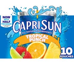 Capri Sun Tropical Punch Flavored with other natural flavor Juice Drink Blend, 10 ct Box, 6 fl oz Pouches