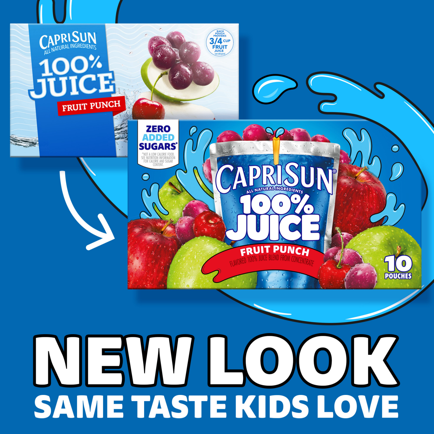 slide 4 of 5, Capri Sun 100% Juice Fruit Punch Flavored All-Natural Juice Blend from Concentrate with added ingredients and other natural flavors, 10 ct Box, 6 fl oz Pouches, 10 ct