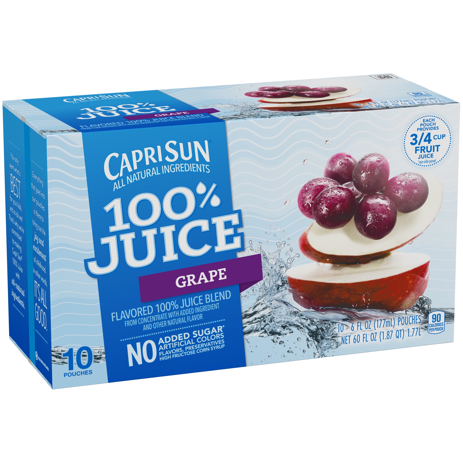 slide 5 of 6, Capri Sun 100% Juice Grape Naturally Flavored Juice Blend Pouches - 10 ct; 6 fl oz, 10 ct; 6 fl oz