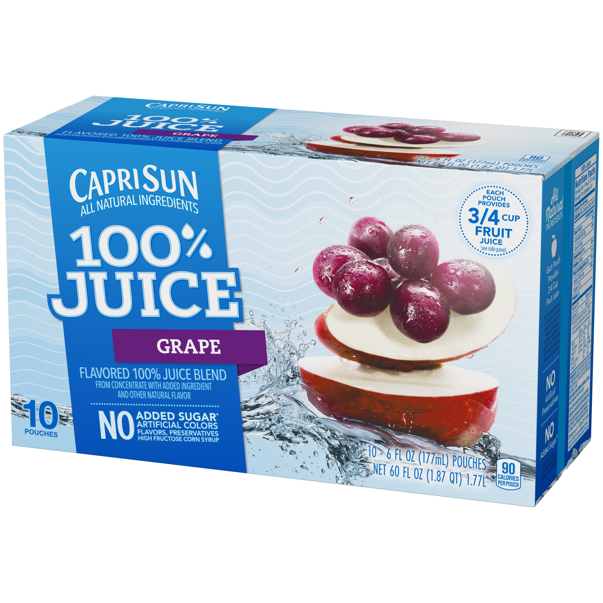 slide 6 of 6, Capri Sun 100% Juice Grape Naturally Flavored Juice Blend Pouches - 10 ct; 6 fl oz, 10 ct; 6 fl oz