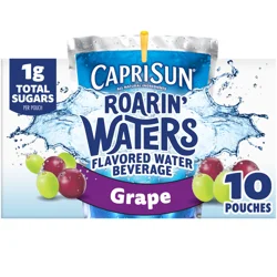 Capri Sun Roarin' Waters Grape Flavored with other natural flavors Water Beverage, 10 ct Box, 6 fl oz Drink Pouches