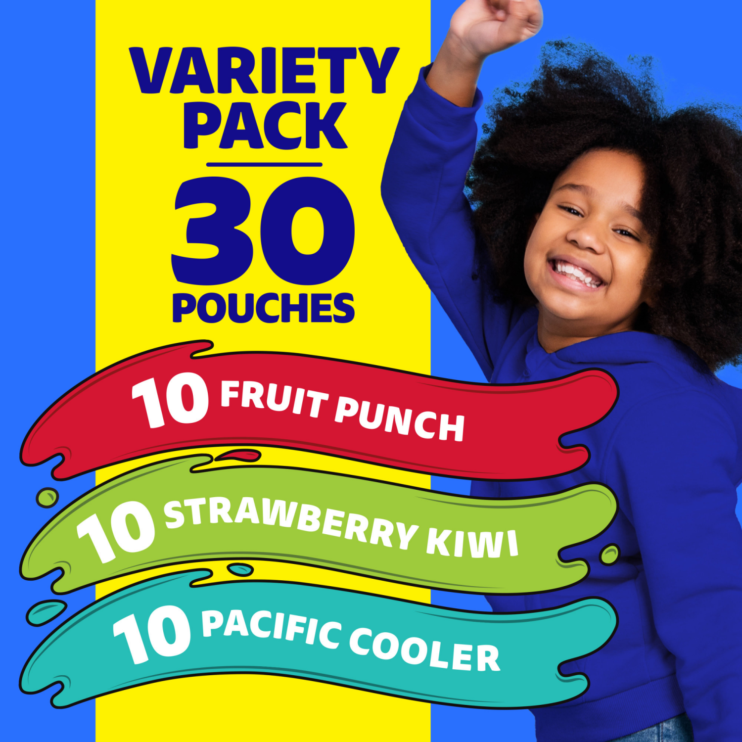 slide 8 of 8, Capri Sun Fruit Punch, Strawberry Kiwi and Pacific Cooler Flavored Juice Drink Blend Variety Pack, 30 ct Box, 6 fl oz Pouches, 30 ct