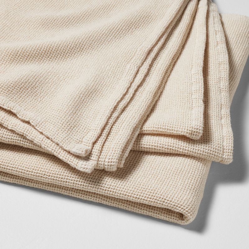 slide 3 of 4, King Micro Waffle Bed Blanket Natural - Casaluna™: OEKO-TEX Certified, Lyocell & Cotton, Machine Washable, 1 ct