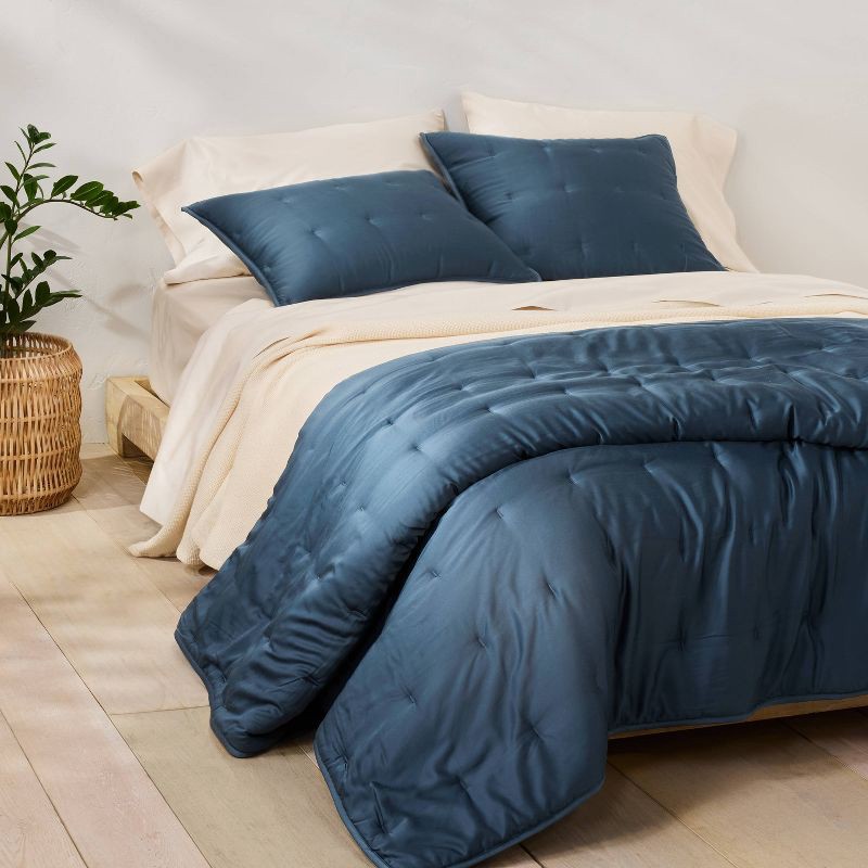 slide 2 of 5, Full/Queen Micro Waffle Bed Blanket Natural - Casaluna™: Lyocell & Cotton, OEKO-TEX Certified, Machine Washable, 1 ct